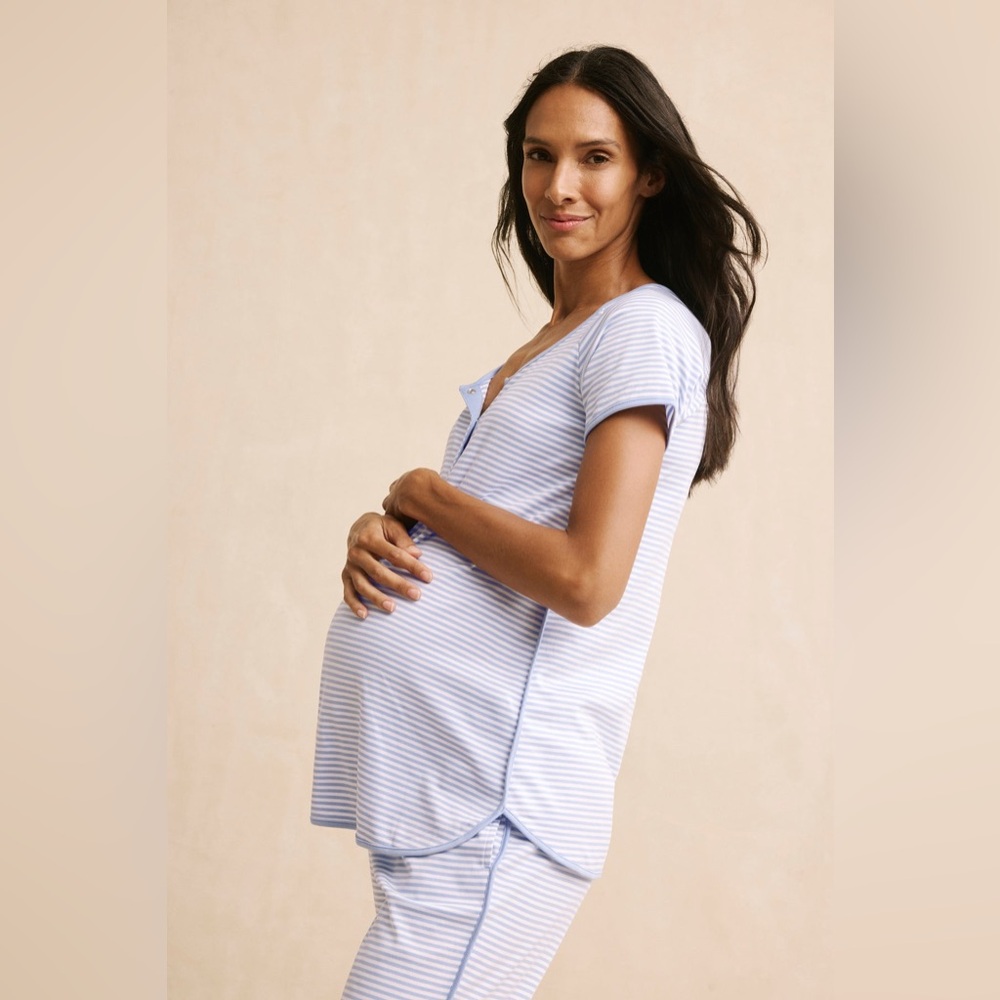 LAKE Pima Maternity Short-Long Set in Hydrangea